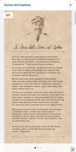 Carnival Cruise Line Cucina del Capitano Menu and Prices