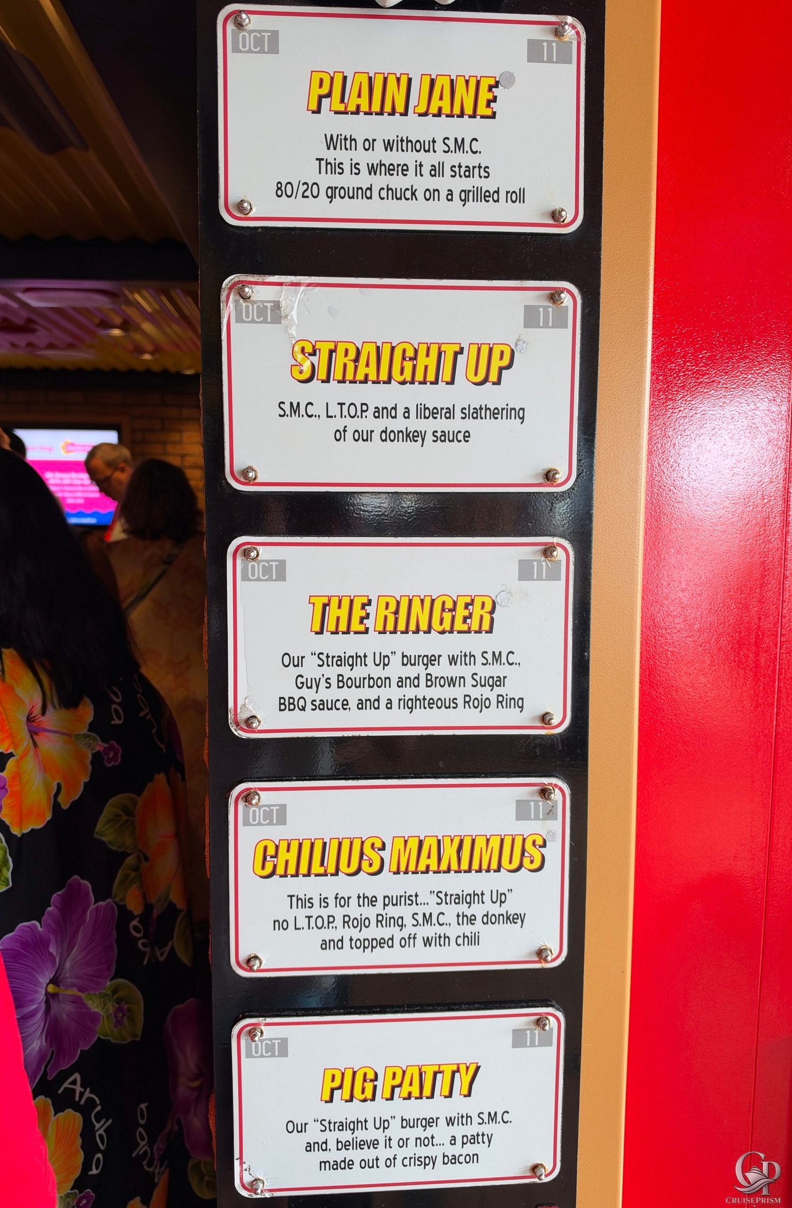 Carnival Cruise Line Guy’s Burger Joint Menu and Review