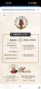 Carnival Cruise Line Guy’s Pig & Anchor Menu