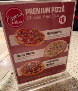 Carnival Pizzeria del Capitano Premium Pizza Menu and Prices