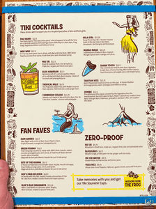 Carnival RedFrog Tiki Bar Cocktail Menu and Prices