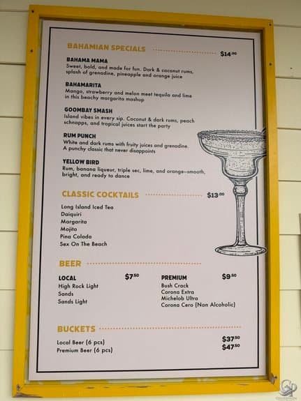 Celebration Key Drink Menu: Bahamian Cocktails, Beer & Prices