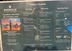 Emerald Cruises Daily Program: Frankfurt to Melk River Cruise Activities and Excursions