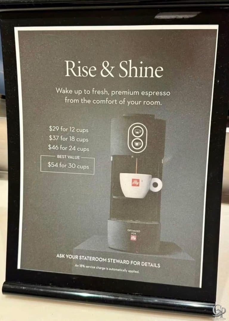 Holland America Line In-Room Espresso Package: Rise & Shine Prices and Details