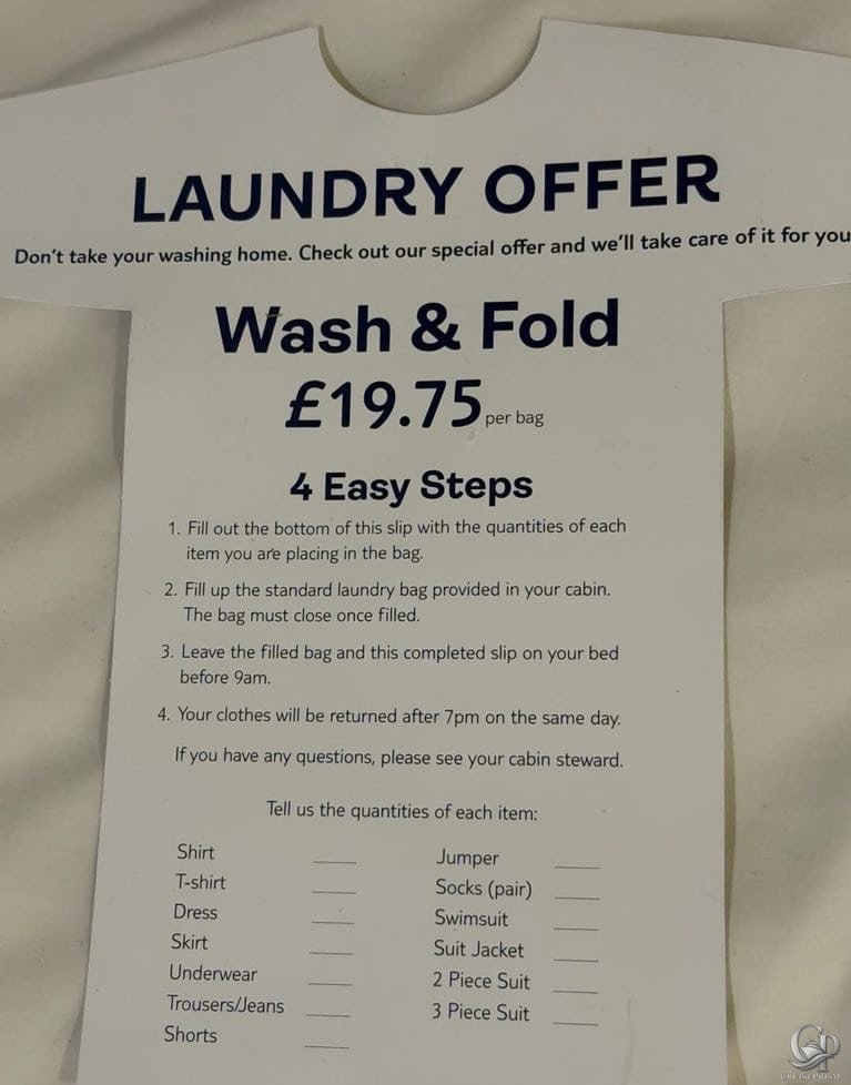 Marella Cruises Laundry Service: Wash & Fold Price and How It Works