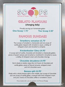 Marella Cruises Scoops Menu, Gelato Prices & Sundaes