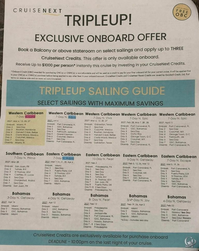 Norwegian CruiseNext TripleUp: Eligible 2027 Sailings & How It Works