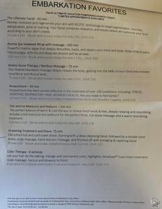 P&O Cruises Spa Prices and Embarkation Day Specials