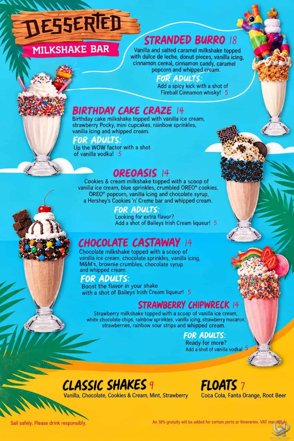 Royal Caribbean Desserted Milkshake Bar Menu, Prices & Guide